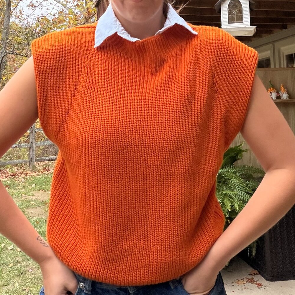 Aritzia Babaton Hazlitt Wool Sweater Vest in Burnt Orange - Picture 5 of 10